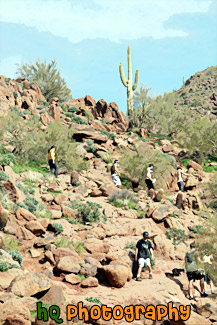 People Hiking up Camelback Mountain painting