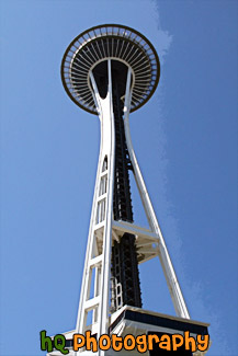 Seattle Space Needle Against a Blue Sky painting
