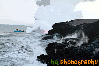 Steaming Lava and Tourists painting