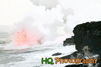 Lava in Ocean in Hawaii painting