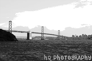 Black & White Bay Bridge from Treasure Island painting