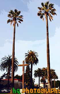 Tall Palm Trees & Cross painting