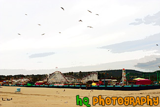 Santa Cruz Boardwalk from Beach painting