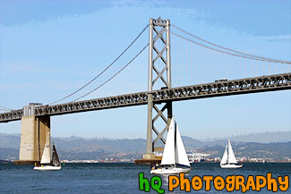 Bay Bridge, San Francisco & Sail Boats painting