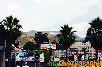 Hollywood Sign from Babylon Court painting