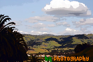 Green Hills & Partly Cloudy Sky painting