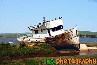 Boat at Point Reyes painting