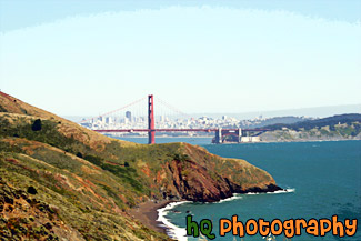 Golden Gate Bridge from Along Coast painting