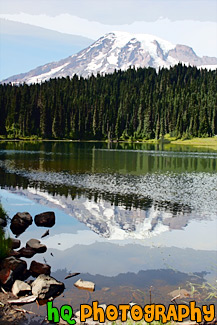 Mt. Rainier Reflection & Rocks in Reflection Lakes painting