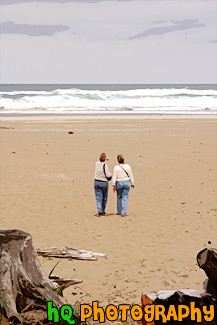 Ladies Walking on Beach painting