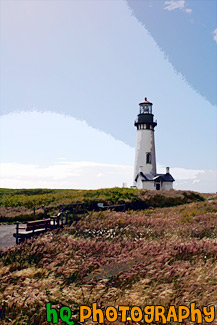 Bench & Yaquina Head Lighthouse painting