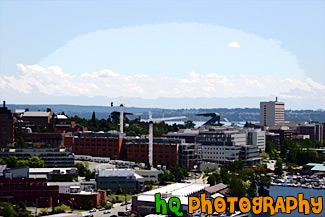 Husky Stadium, Lake Washington & Cascades painting