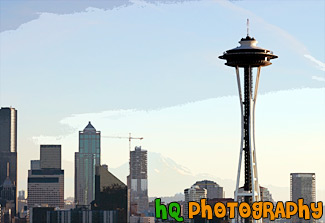 Space Needle, Seattle, & Mt. Rainier painting