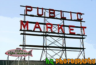 Public Market Sign, Seattle painting