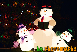 Blow-up Snowmen at Night painting