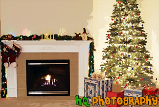 Christmas Tree & Fireplace painting