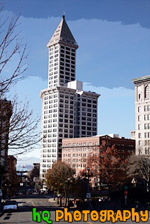 Road & Tall Building in Seattle painting