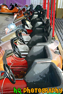 Line of Bumper Cars painting