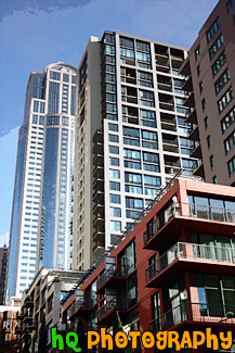 Blue Sky & Seattle Downtown Buildings painting