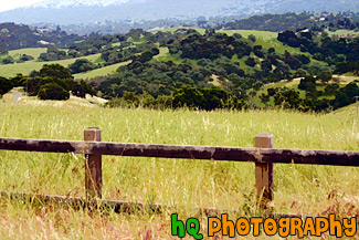 Country Fence & Green Fields painting