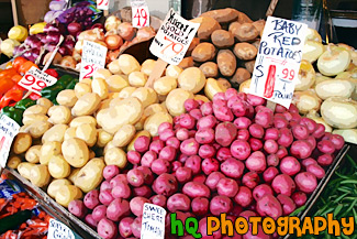 Close up of Potatoes Stand at Pike Place painting