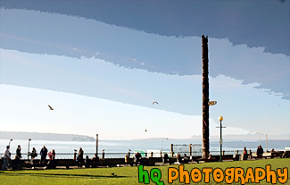 Seattle Waterfront Park & Seagulls painting