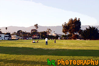 People at Park in Santa Barbara painting