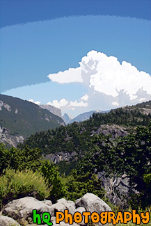 Half Dome, Puffy Cloud, & Blue Sky painting