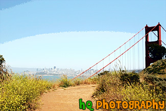 Golden Gate Bridge & Wildflowers on Trail painting