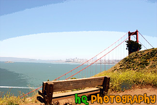 Bench & Golden Gate Bridge painting