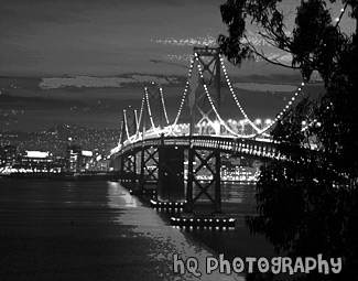Black & White Bay Bridge at Night painting