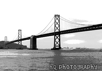 Black & White Bay Bridge & Clouds painting