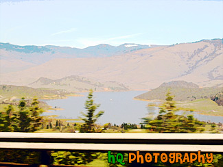 Lake Shasta from I5 painting