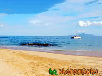 Pacific Ocean & Boat, Maui painting