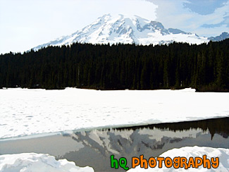 Mt. Rainier at Snow Covered Reflection Lake painting