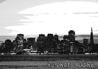 Black & White San Francisco at Night painting