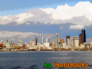 Seattle and Clouds painting