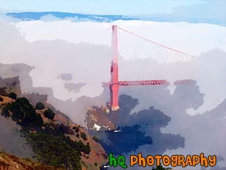 Golden Gate Bridge Covered in Fog painting