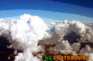 Blue Sky & Puffy Clouds taken from Above painting