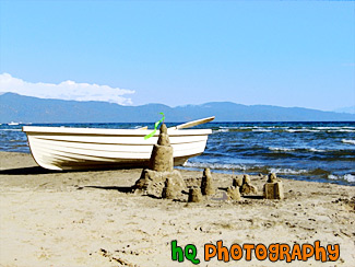 Lake Tahoe - Sand Castle & Boat painting