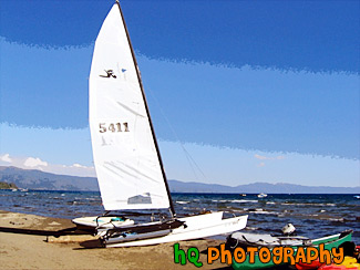 Sailboat & View of Lake Tahoe painting