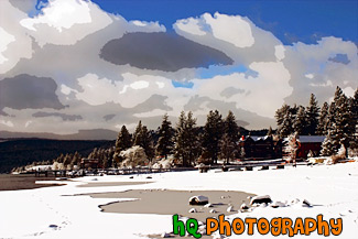 Lake Tahoe Snow, Clouds, & Beach painting