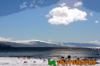 Beautiful Lake Tahoe Snow View painting