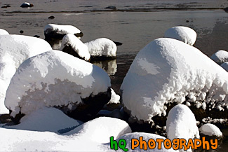 Snow Covered Rocks in Lake Tahoe painting