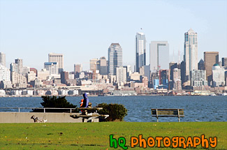 Man Walking Along Alki Beach painting