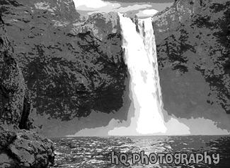 Black & White Snoqualmie Falls painting