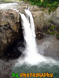 Tall Snoqualmie Falls in Washington painting