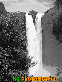 Snoqualmie Falls in Black & White painting