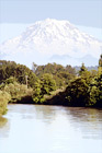 Mt. Rainier, Blue Sky & Puyallup River digital painting