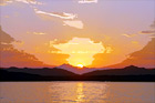 Orange Sunset Behind Olympic Mountains digital painting